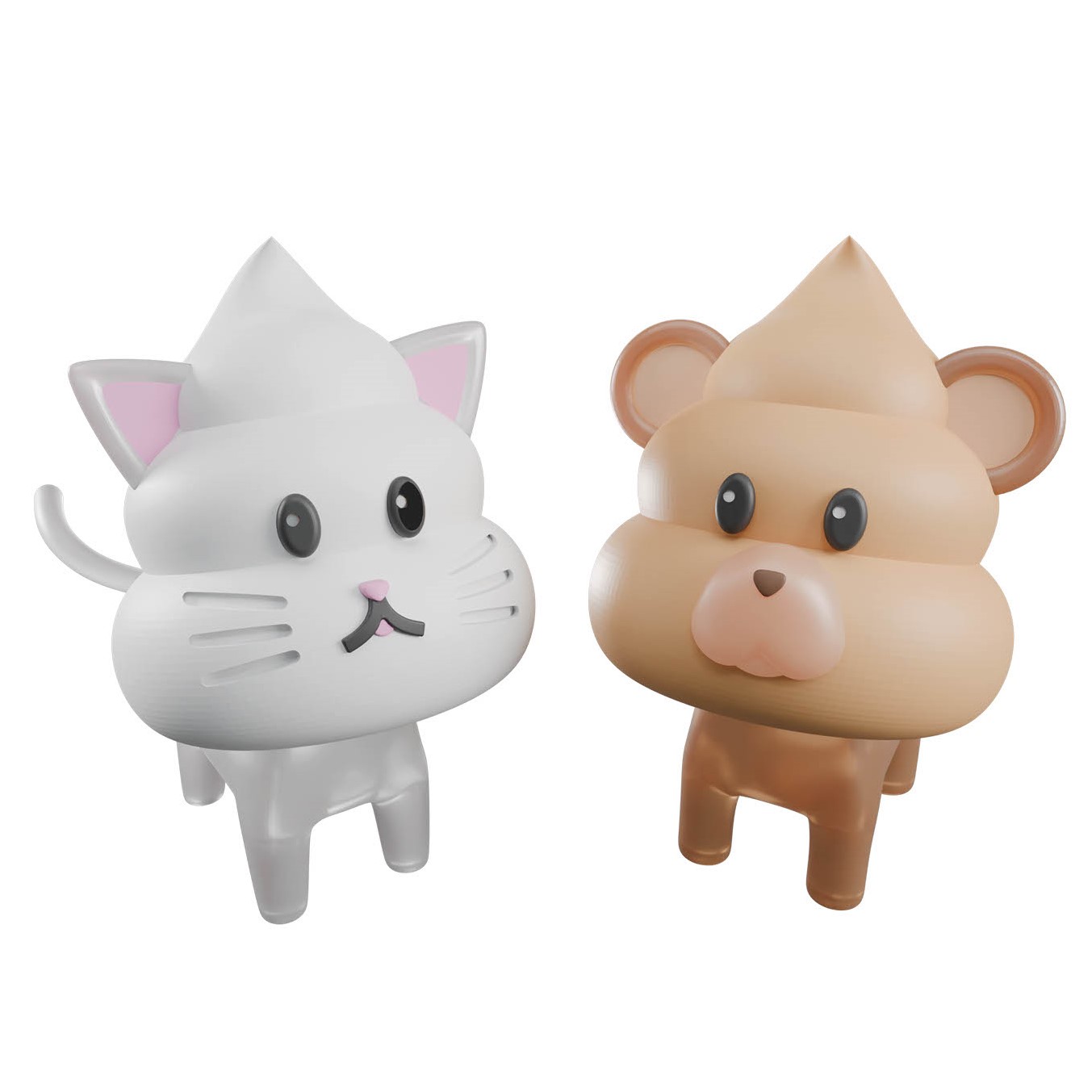 黏土模型套件 动物便便套装1 猫&熊